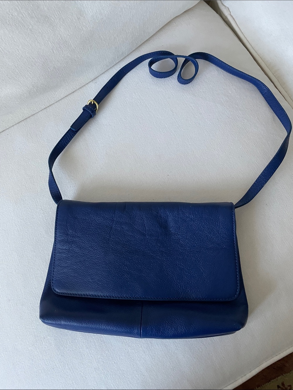 J. Crew Deep Blue Leather Crossbody Bag